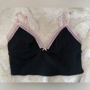 Rare Victoria’s Secret Black and Pink Crop Top Cami